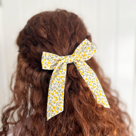 Large Ditsy Floral Hair Bow with Alligator Clip for Long Hair. Oversized Large Sailor Bow.