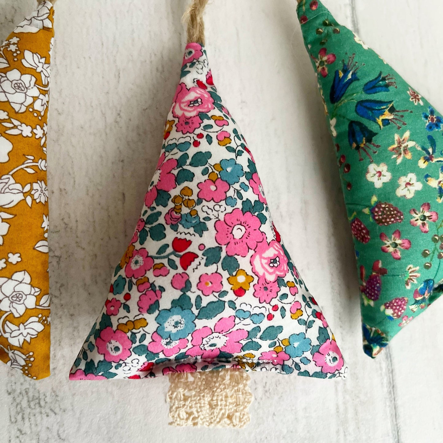 Liberty of London Tana Lawn Floral Fabric Christmas Trees Hanging Decorations Set of 3