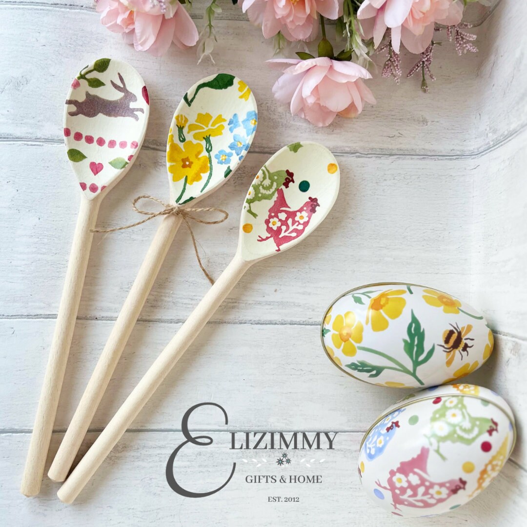 Easter and Spring Themed Set of Decorative Wooden Spoons. Emma Bridgewater Designs