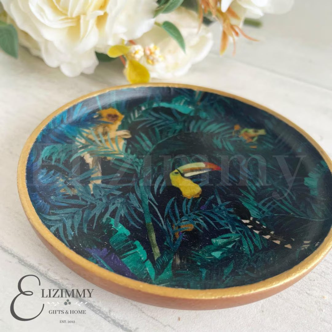 Liberty Print Wooden Trinket Jewellery Dish Decoupaged in Liberty London William Morris Design. Wood Dish Home Decor