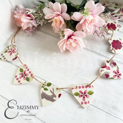 Mini Emma Bridgewater 'Love Birds' Decoupaged Heart Bunting Garland