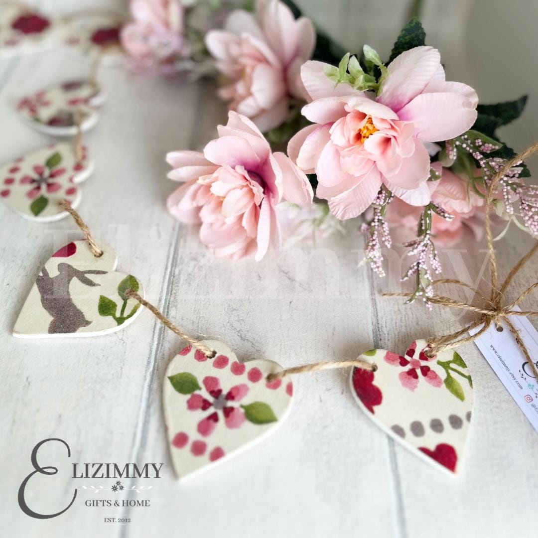 Mini Emma Bridgewater 'Love Birds' Decoupaged Heart Bunting Garland