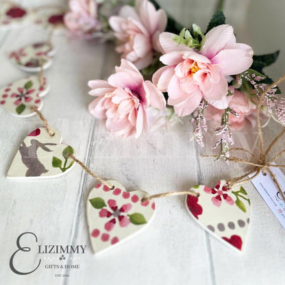 Mini Emma Bridgewater 'Love Birds' Decoupaged Heart Bunting Garland