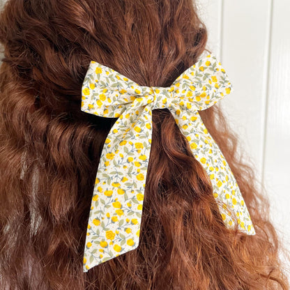 Large Ditsy Floral Hair Bow with Alligator Clip for Long Hair. Oversized Large Sailor Bow.