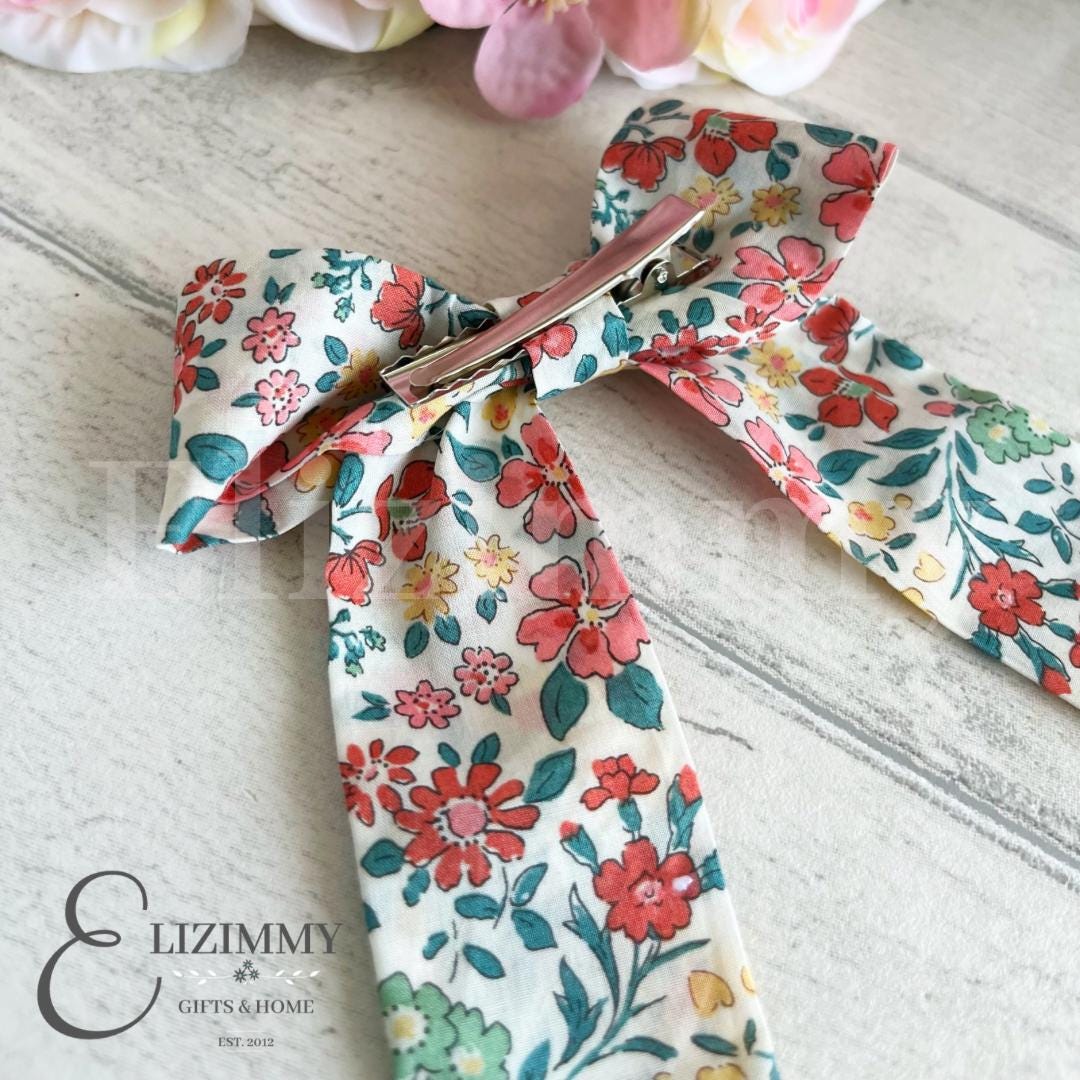 Liberty of London Oversized Fabric Hair Bow with Alligator Clip. Tana Lawn™️ Floral Large Sailor Hair Bow