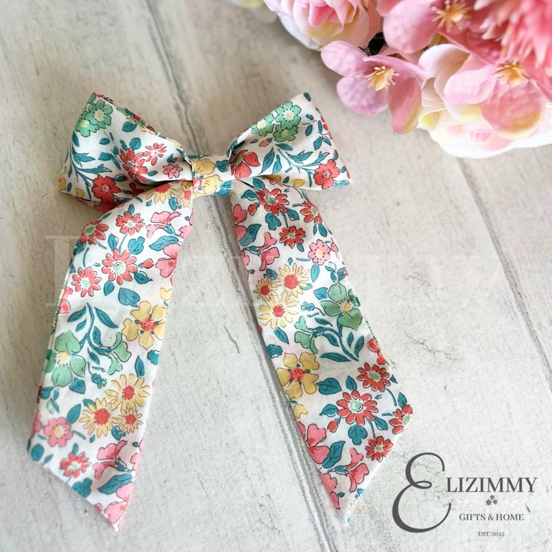 Liberty of London Oversized Fabric Hair Bow with Alligator Clip. Tana Lawn™️ Floral Large Sailor Hair Bow
