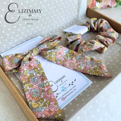 Liberty Hair Bow and Scrunchie Set in Liberty of London Tana Lawn Floral Fabric