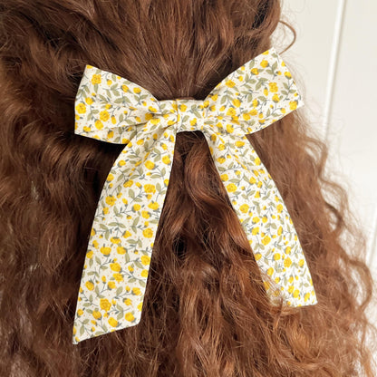 Large Ditsy Floral Hair Bow with Alligator Clip for Long Hair. Oversized Large Sailor Bow.