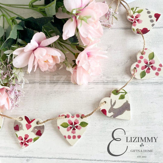 Mini Emma Bridgewater 'Love Birds' Decoupaged Heart Bunting Garland