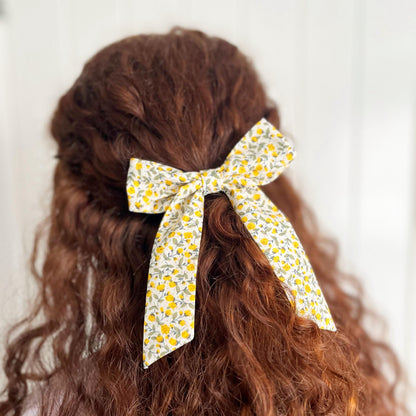 Large Ditsy Floral Hair Bow with Alligator Clip for Long Hair. Oversized Large Sailor Bow.