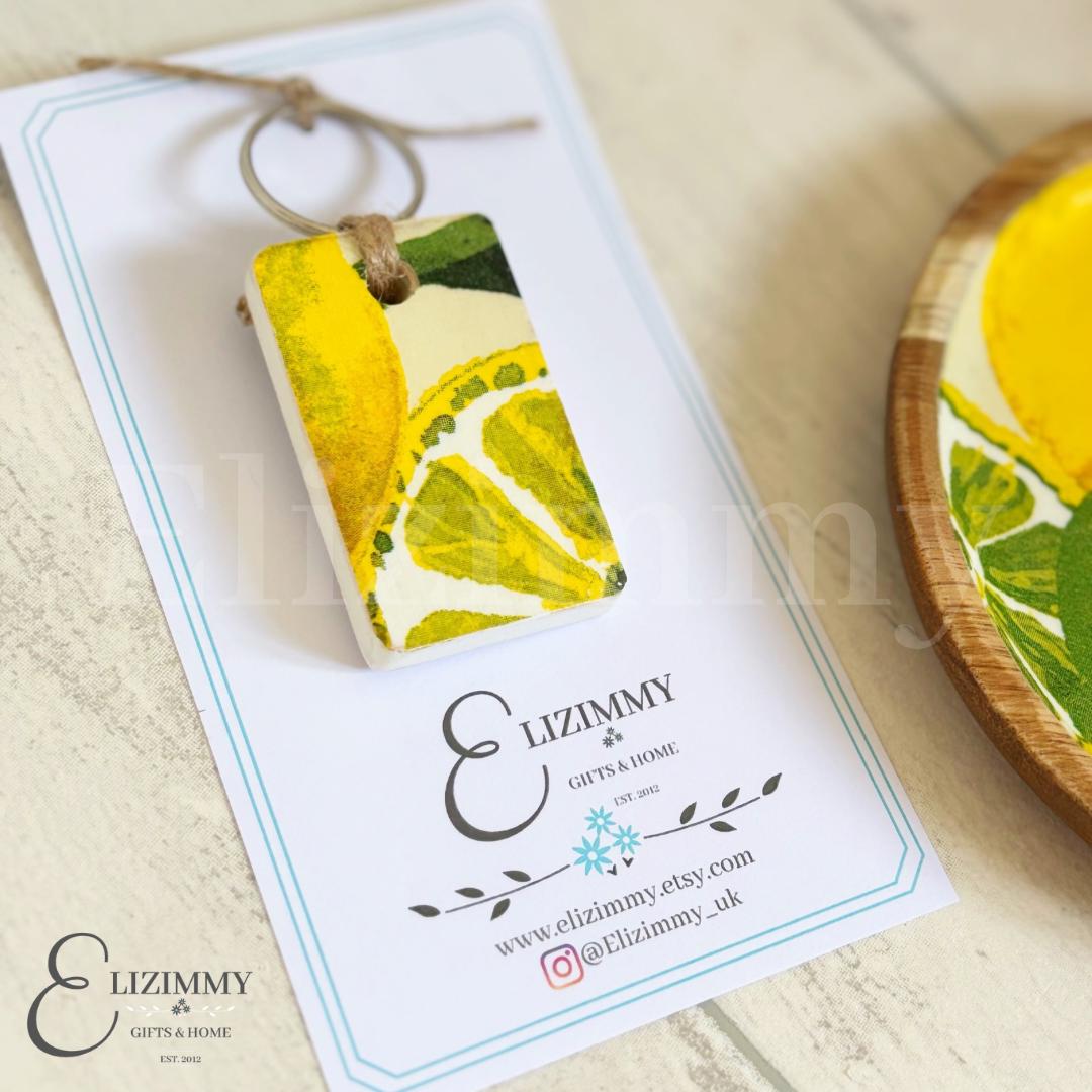 Wooden Trinket Jewellery Dish Decoupaged in Emma Bridgewater Lemons Design