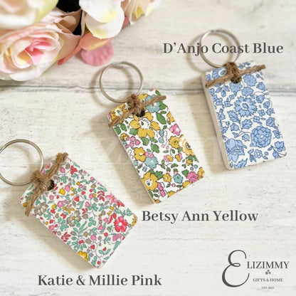 Liberty Wooden Key Rings Decoupaged in Liberty of London Tana Lawn Fabric