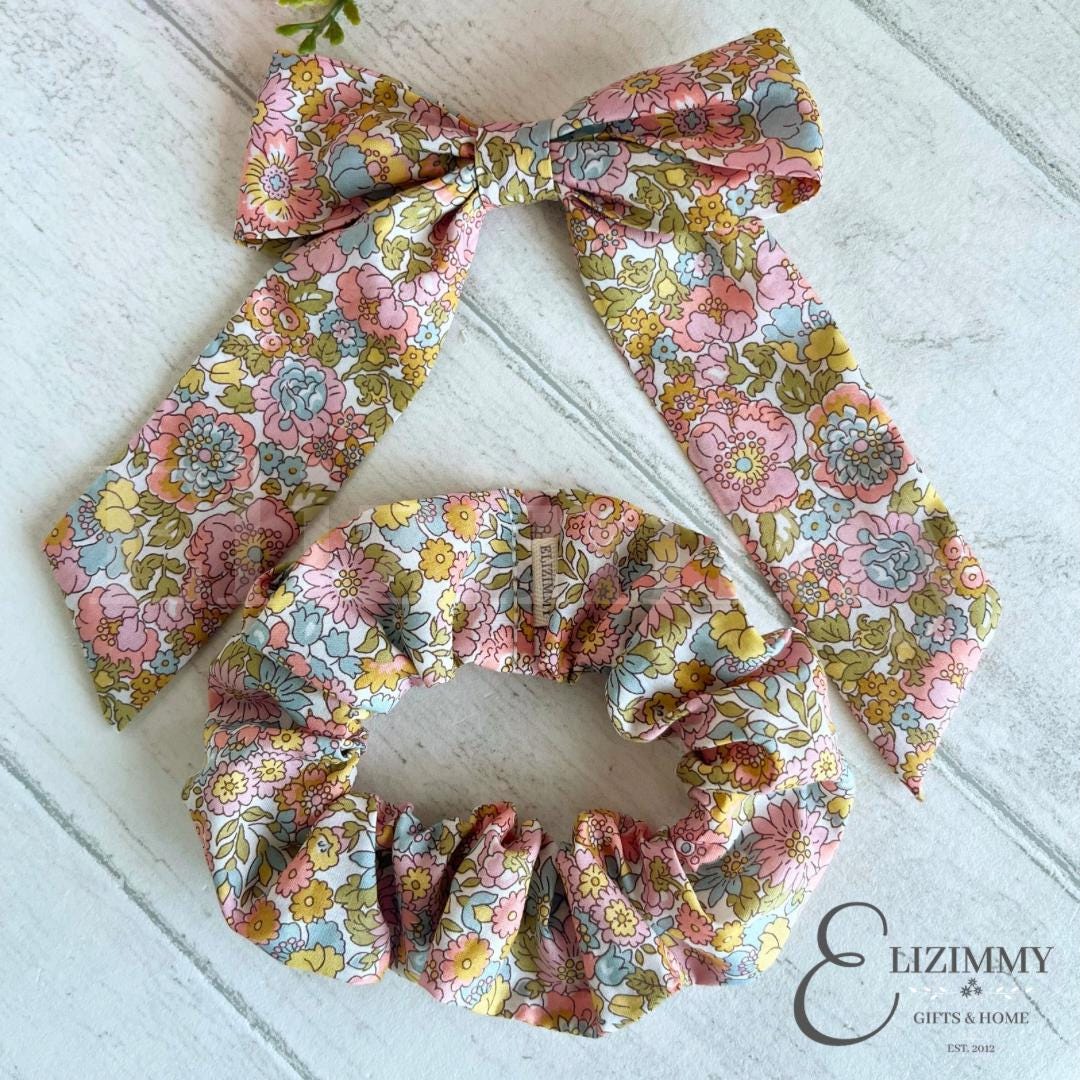 Liberty Hair Bow and Scrunchie Set in Liberty of London Tana Lawn Floral Fabric