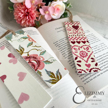 Wooden Bookmarks Decoupaged in Emma Bridgewater Designs. Great Book Lover Bookworm Gift!