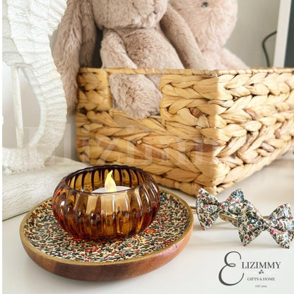 Liberty Print Wooden Trinket Jewellery Dish Decoupaged in Liberty London Katie and Millie Design. Wood Dish Autumn Home Decor
