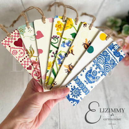 Wooden Bookmarks Decoupaged in Emma Bridgewater Designs. Great Book Lover Bookworm Gift!