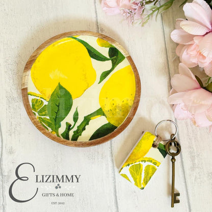 Wooden Trinket Jewellery Dish Decoupaged in Emma Bridgewater Lemons Design