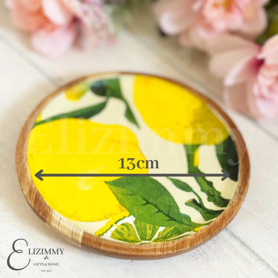 Wooden Trinket Jewellery Dish Decoupaged in Emma Bridgewater Lemons Design