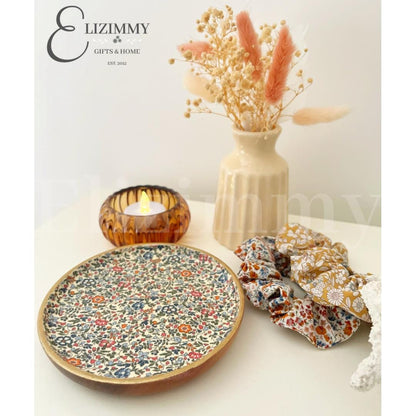 Liberty Print Wooden Trinket Jewellery Dish Decoupaged in Liberty London Katie and Millie Design. Wood Dish Autumn Home Decor