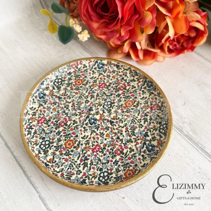 Liberty Print Wooden Trinket Jewellery Dish Decoupaged in Liberty London Katie and Millie Design. Wood Dish Autumn Home Decor