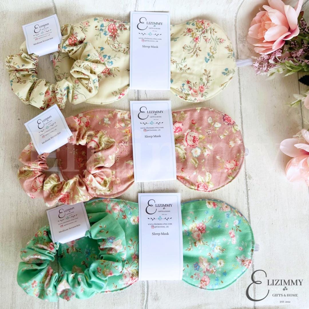 Sleep Mask and Scrunchie Beauty Gift Set in Beautiful Floral Fabrics