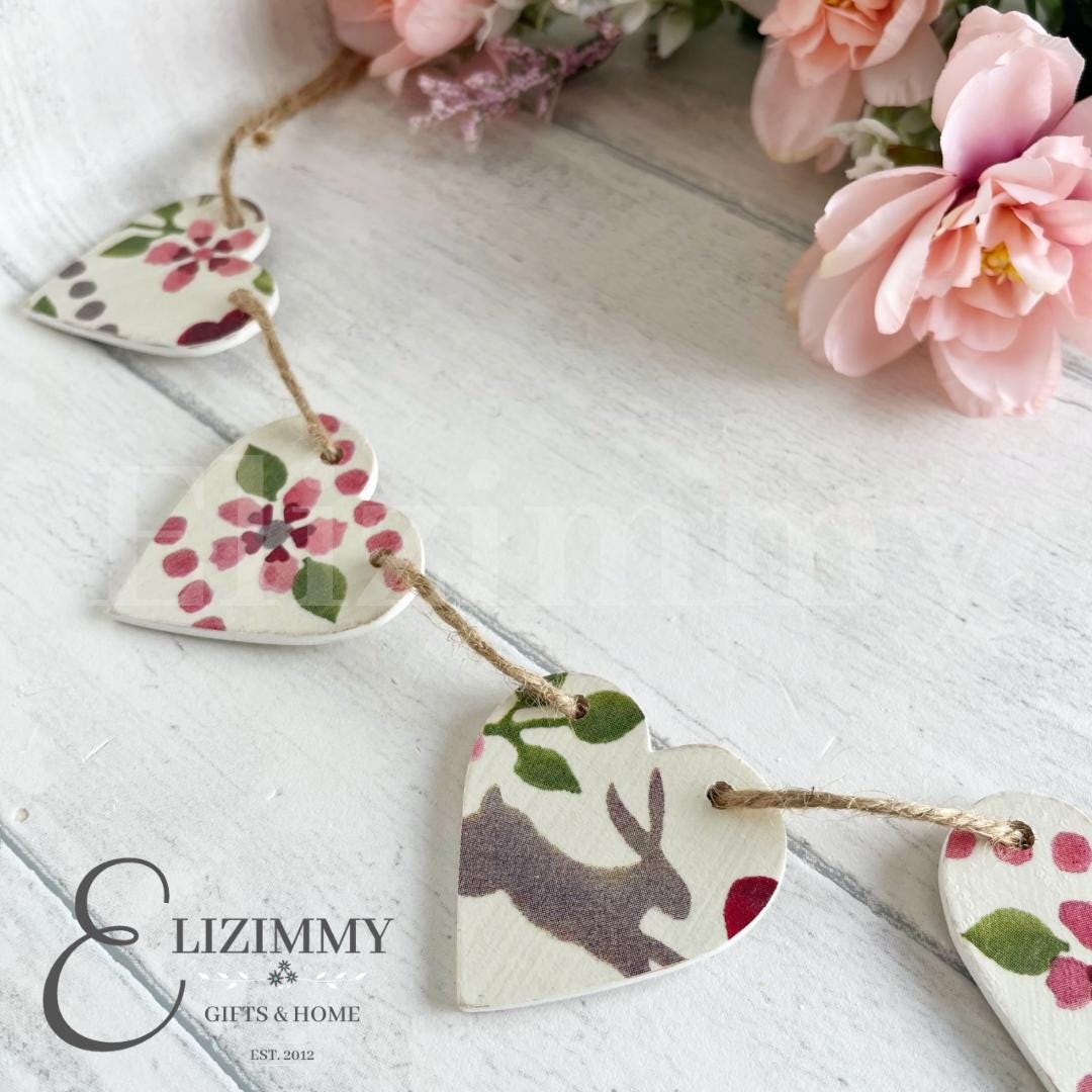 Mini Emma Bridgewater 'Love Birds' Decoupaged Heart Bunting Garland