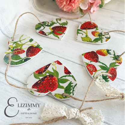 Emma Bridgewater Strawberries Handmade Wooden Heart Bunting Garland