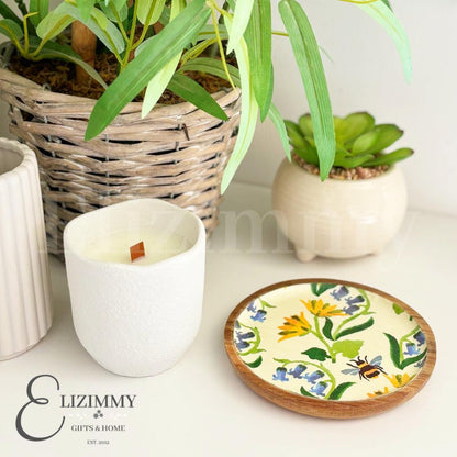 Wooden Trinket Jewellery Dish Decoupaged in Emma Bridgewater Bluebell and Celandine Design