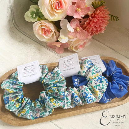 Blue Themed Floral Liberty of London Lasenby Cotton Scrunchie Set