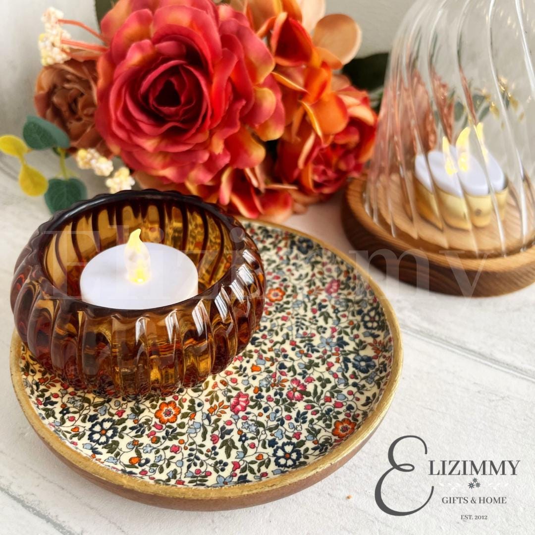 Liberty Print Wooden Trinket Jewellery Dish Decoupaged in Liberty London Katie and Millie Design. Wood Dish Autumn Home Decor