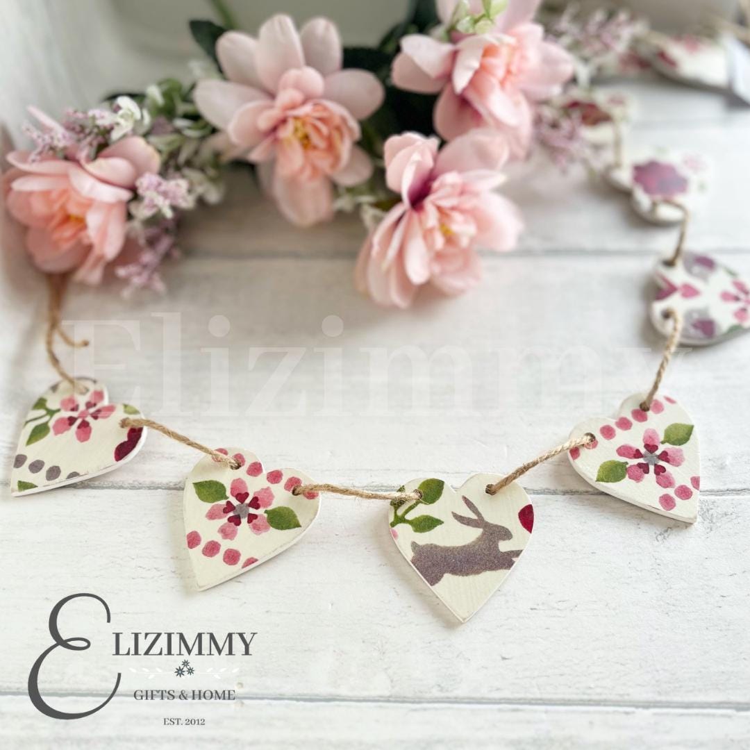 Mini Emma Bridgewater 'Love Birds' Decoupaged Heart Bunting Garland