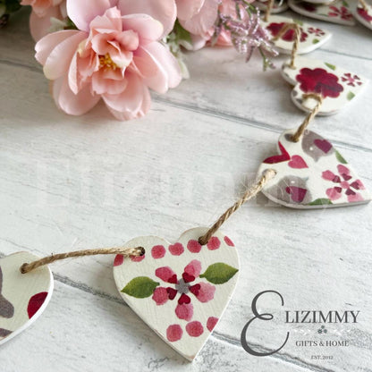 Mini Emma Bridgewater 'Love Birds' Decoupaged Heart Bunting Garland
