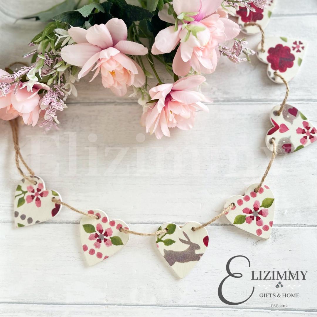 Mini Emma Bridgewater 'Love Birds' Decoupaged Heart Bunting Garland