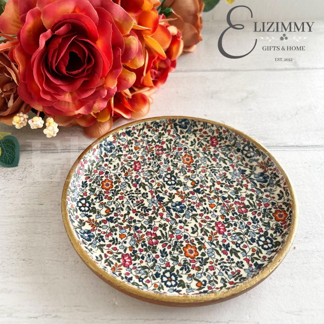 Liberty Print Wooden Trinket Jewellery Dish Decoupaged in Liberty London Katie and Millie Design. Wood Dish Autumn Home Decor