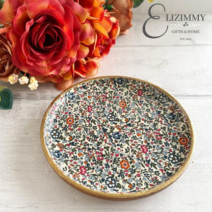 Liberty Print Wooden Trinket Jewellery Dish Decoupaged in Liberty London Katie and Millie Design. Wood Dish Autumn Home Decor