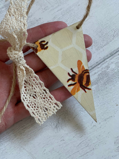 Handmade Wooden Triangle Bunting Decoupaged in Emma Bridgewater Designs. 5, 10 or 20 Flags