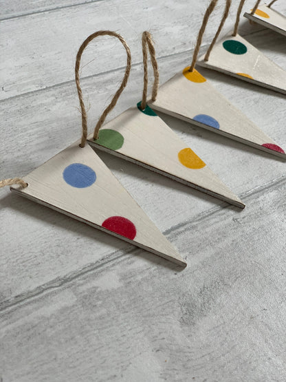 Handmade Wooden Triangle Bunting Decoupaged in Emma Bridgewater Designs. 5, 10 or 20 Flags