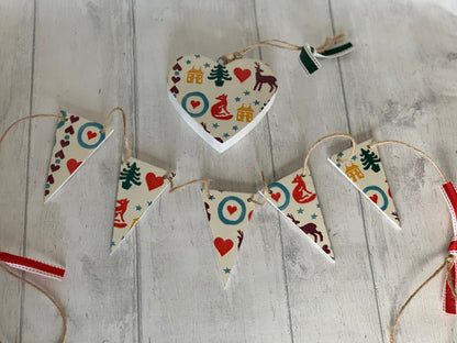 Wooden Christmas Festive Bunting in Emma Bridgewater Designs