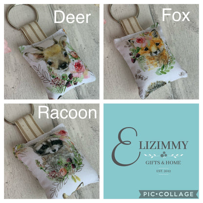 Cute Woodland Animal Handmade Fabric Key Rings