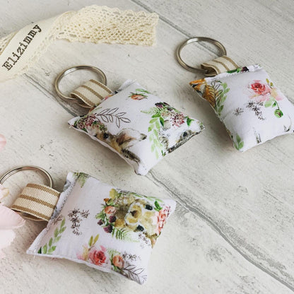 Cute Woodland Animal Handmade Fabric Key Rings
