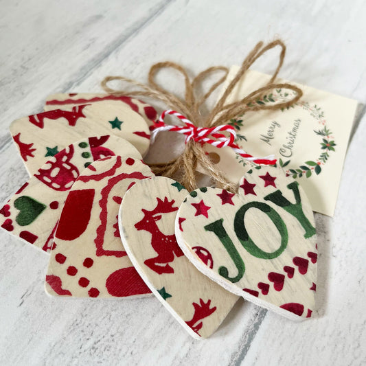 Small Wooden Christmas Tree Decorations Set of 6. Emma Bridgewater Designs