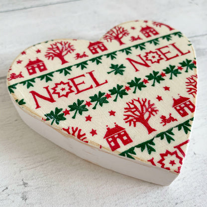 Christmas Handmade Wooden Hanging Heart Decoration Decoupaged With Emma Bridgewater Christmas Napkins