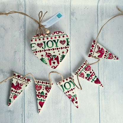 Christmas Handmade Wooden Hanging Heart Decoration Decoupaged With Emma Bridgewater Christmas Napkins