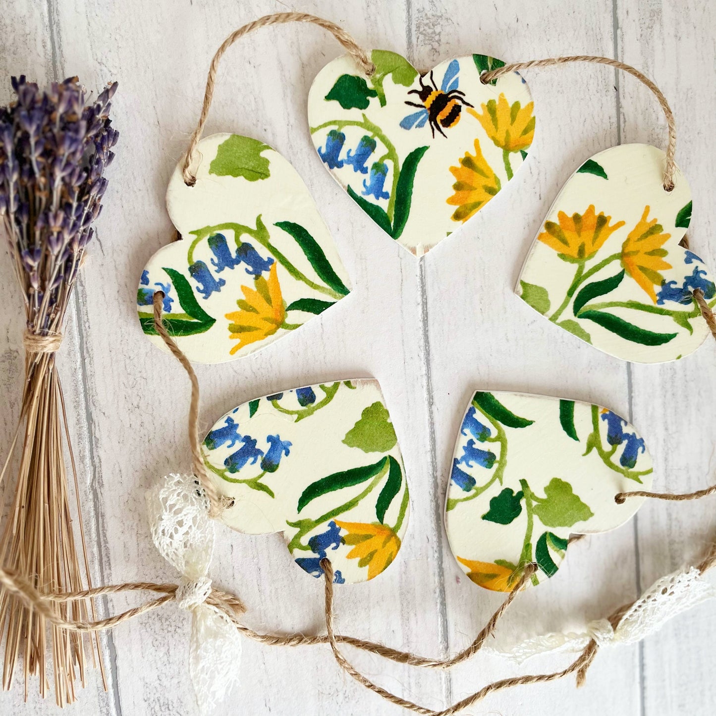 Bluebell and Celandine Emma Bridgewater Heart Bunting