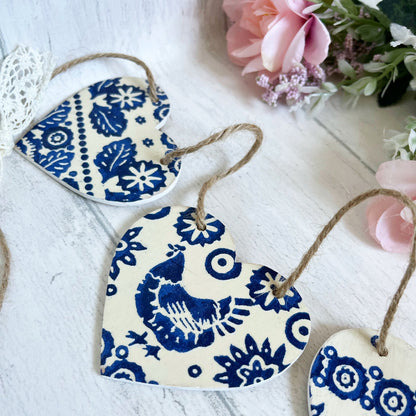Emma Bridgewater Blue Hen Design Heart Bunting Garland