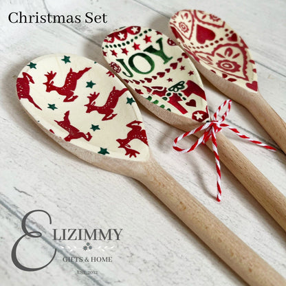 Christmas Decorative Wooden Spoons in Emma Bridgwater Designs