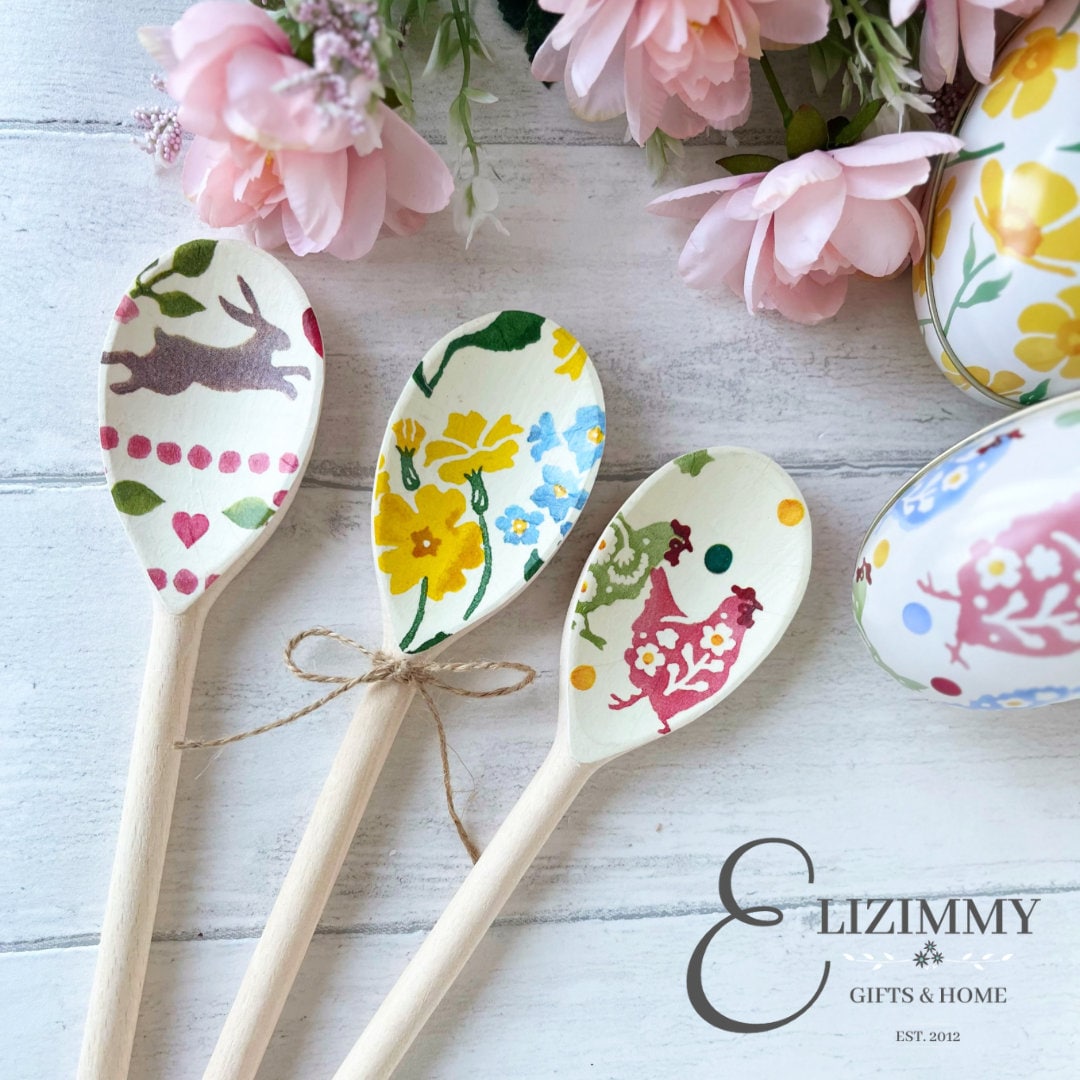 Easter and Spring Themed Set of Decorative Wooden Spoons. Emma Bridgewater Designs