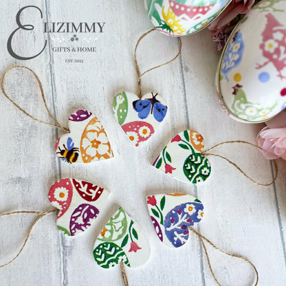 Small Heart Easter Tree Decorations Decoupaged in Emma Bridgewater Designs