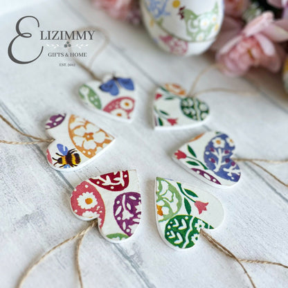 Small Heart Easter Tree Decorations Decoupaged in Emma Bridgewater Designs