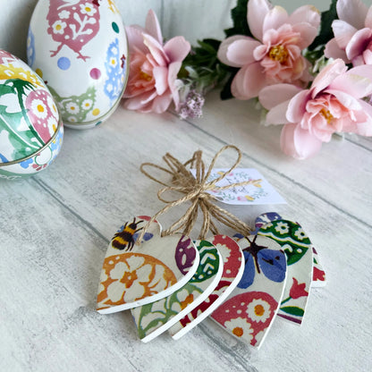 Small Heart Easter Tree Decorations Decoupaged in Emma Bridgewater Designs